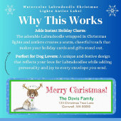 水彩ラブラドールクリスマスライト〔雄ジカの〕枝角ラ ラベル