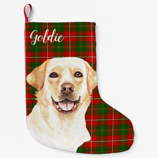 水彩ラブラドールレトリエバードッグパーソナライズされた スモールクリスマスストッキング (正面)