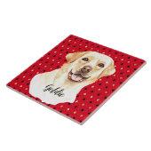 水彩ラブラドールレトリエバードッグパーソナライズされた タイル (側面)