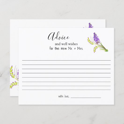 水彩ラベンダーとグリーン花模様アドバイスカード (正面/裏面)