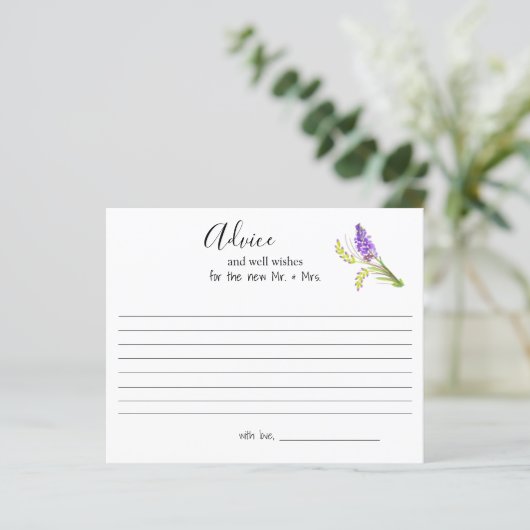 水彩ラベンダーとグリーン花模様アドバイスカード (スタンド正面)