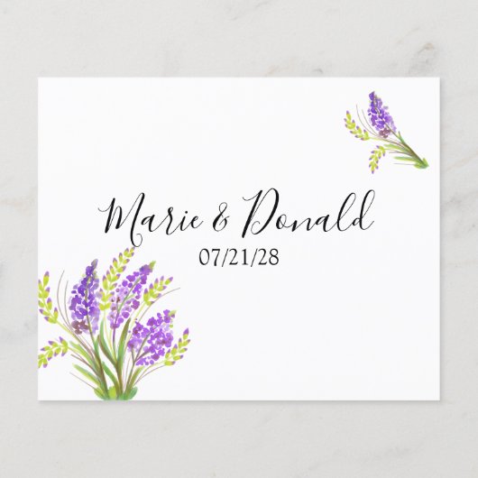 水彩ラベンダーとグリーン花模様アドバイスカード (裏面)