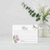 水彩ラベンダーとグリーン花模様アドバイスカード プレイスカード (スタンド正面)