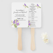 水彩ラベンダーとグリーン花模様プログラム ハンドファン (正面&裏面)