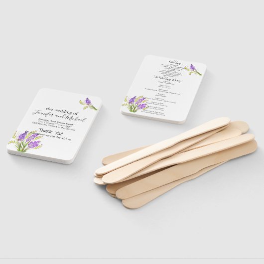 水彩ラベンダーとグリーン花模様プログラム ハンドファン (組立なし)