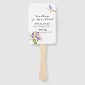 水彩ラベンダーとグリーン花模様プログラム ハンドファン (正面)