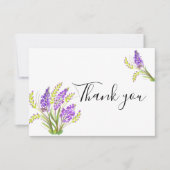 水彩ラベンダーとグリーン花模様 サンキューカード (正面)