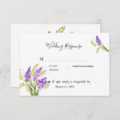 水彩ラベンダーとグリーン花模様 出欠カード (正面/裏面)