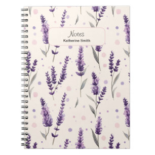 水彩ラベンダーとドットデザイン ノートブック
