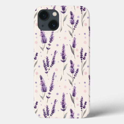 水彩ラベンダーとドットデザイン Case-Mate iPhoneケース (裏面)