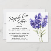 水彩ラベンダーの花の後に幸せに 招待状 (正面)