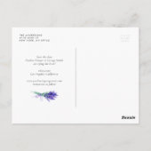 水彩ラベンダーの花の日付を保存 ポストカード (裏面)