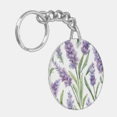 水彩ラベンダーの花 キーホルダー (正面左)