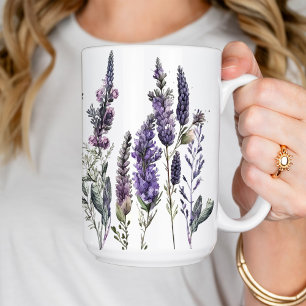 水彩ラベンダーの花 コーヒーマグカップ