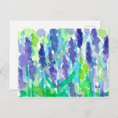 水彩ラベンダーの花 ポストカード (正面/裏面)