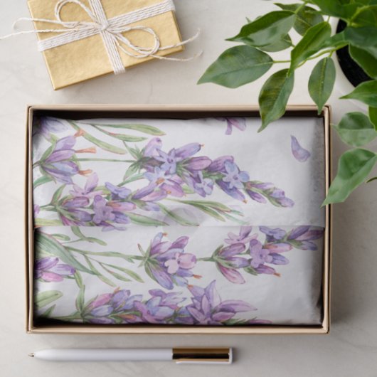 水彩ラベンダーの花 薄葉紙 (ギフト)