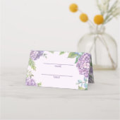 水彩ラベンダーアジサイ花ファーン結婚ズ プレイスカード (裏面)