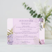 水彩ラベンダーアジサイ葉ファーン結婚ズ エンクロージャーカード (スタンド正面)