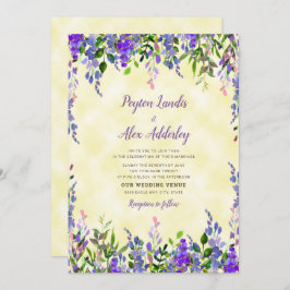 水彩ラベンダーイエロー結婚ズ 招待状