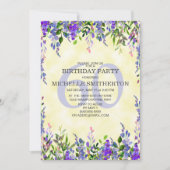 水彩ラベンダーイエロー60歳誕生日パーティー 招待状 (正面)