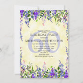 水彩ラベンダーイエロー60th誕生日パーティー 招待状 (正面)