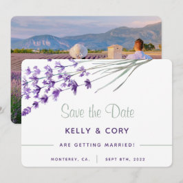 水彩ラベンダーウェディング・セーブ・ザ・デートカード セーブザデート