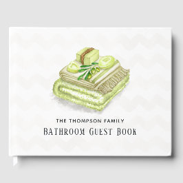 水彩ラベンダーオリーブ石鹸バスルーム ゲストブック