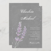 水彩ラベンダーグレーエレガントウェディング 招待状 (正面/裏面)