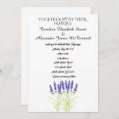 水彩ラベンダーハーブ結婚フローラの発明 招待状 (正面/裏面)