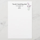 水彩ラベンダーパーソナライズされた固定 便箋 (正面)