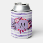 水彩ラベンダーパープルストライプフローラ枠 缶クーラー (缶裏面)
