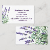 水彩ラベンダーパープルラベンダーの花 名刺 (正面/裏面)