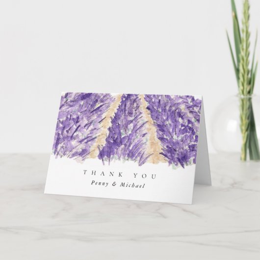 水彩ラベンダーフィールドサンキューカード サンキューカード (正面)