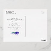 水彩ラベンダーフラワーガーデン日付を保存 箔招待状ポストカード (裏面)