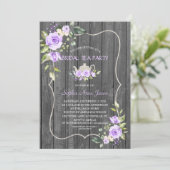 水彩ラベンダーフラワーズウッドブライダルティーパーティー 招待状 (スタンド正面)