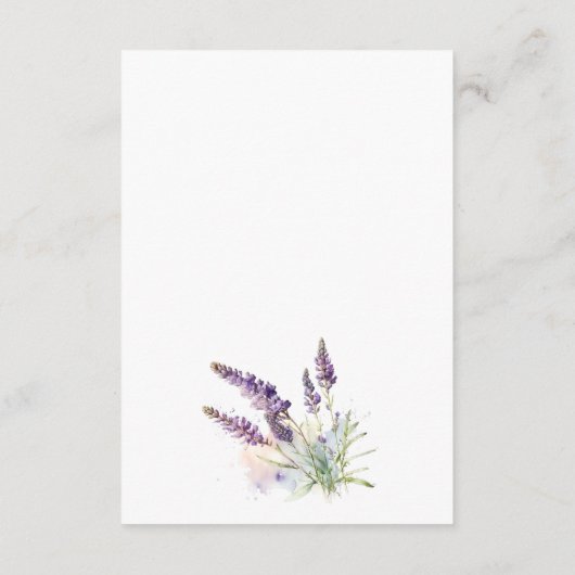 水彩ラベンダーフラワーズフィールド結婚ズ詳細 エンクロージャーカード (裏面)