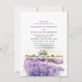 水彩ラベンダーフラワーズフィー結婚ルド 招待状 (正面)