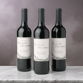 水彩ラベンダーフラワーズANYマイルストーン誕生日 ワインラベル