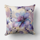 水彩ラベンダーフラワーパターン装飾用クッション クッション (裏面)