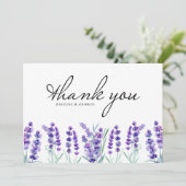 水彩ラベンダーフラワー結婚ズ サンキューカード (スタンド正面)
