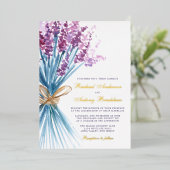 水彩ラベンダーフラワー結婚ズ 箔招待状 (立ち正面)