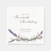 水彩ラベンダーフラワーANYマイルストーン誕生日 スタンダードカクテルナプキン (正面)