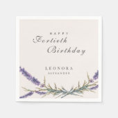 水彩ラベンダーフラワーANYマイルストーン誕生日 スタンダードカクテルナプキン (正面)