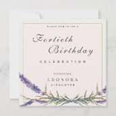 水彩ラベンダーフラワーANYマイルストーン誕生日 招待状 (正面)