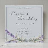 水彩ラベンダーフラワーANYマイルストーン誕生日 招待状