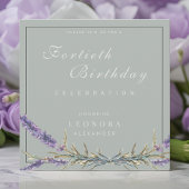 水彩ラベンダーフラワーANYマイルストーン誕生日 招待状