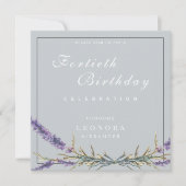 水彩ラベンダーフラワーANYマイルストーン誕生日 招待状 (正面)