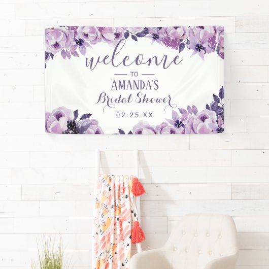 水彩ラベンダーフローラエレガントブライダルシャワー 横断幕 (インサイチュ)