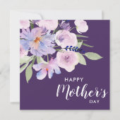 水彩ラベンダーフローラハッピーマザーデー シーズンカード (正面)