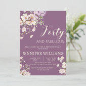 水彩ラベンダーフローラ40th 40s誕生日 招待状 (スタンド正面)